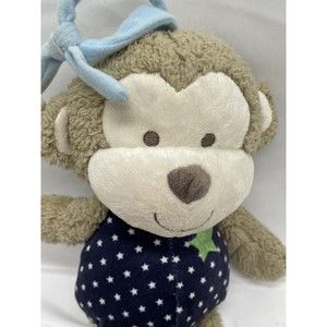 Carters Musical Monkey Crib Pull Stuffed Animal Stars